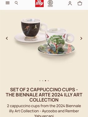 illy Art Collection Set of 2 Cappuccino Cups — Green & Black